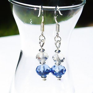 Blue Crystal Earrings, Something Blue for Bride Wedding Jewelry, Bridesmaid Crystal Dangle Earrings, Delicate Sky Blue Crystal Drop Earrings