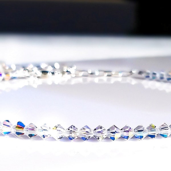 Clear AB Crystal Choker Necklace/ Sparkly Bridal Jewelry/ Elegant Crystal Necklace/ April Birthstone Necklace/ Cute Crystal Beaded Necklace