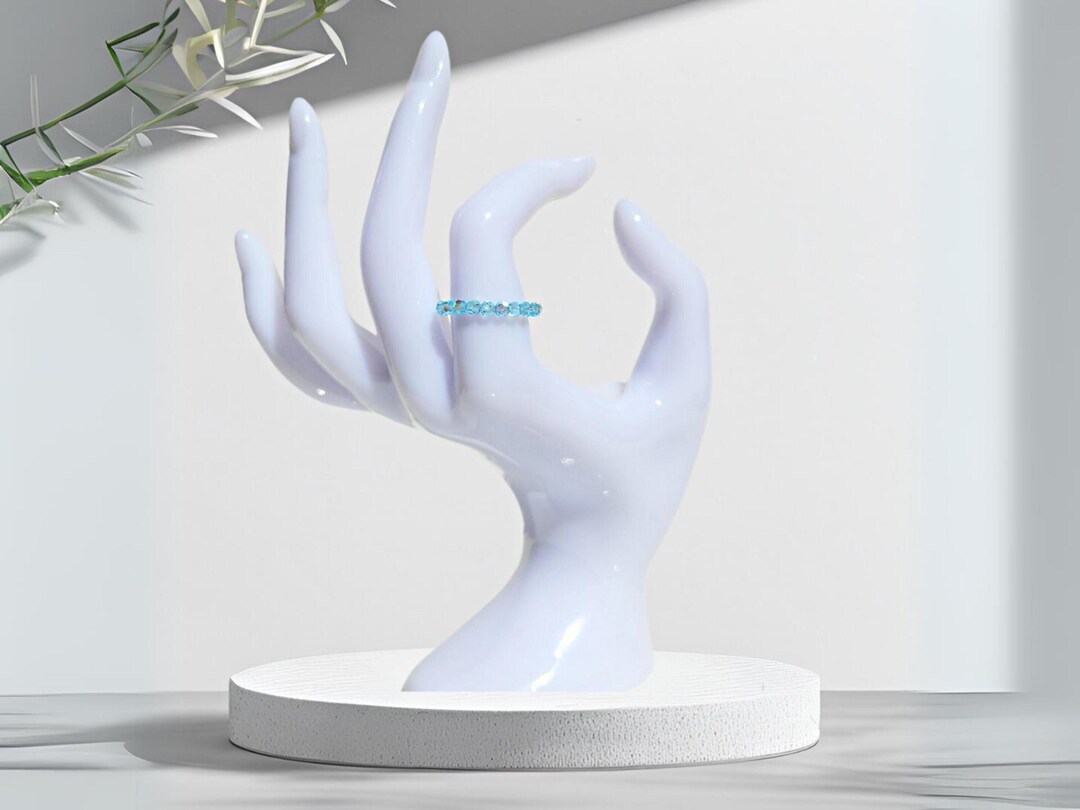 Comfortable Stretch Rings Crystal Stretch Rings - Aquamarine Ring, Birthstone Ring, Comfort Ring ...