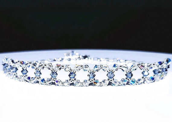 AB Crystal Choker Necklace, Unique Sparkling Beaded Crystal Choker, Clear AB Aurora Borealis Necklace, Elegant Iridescent Crystal Necklace