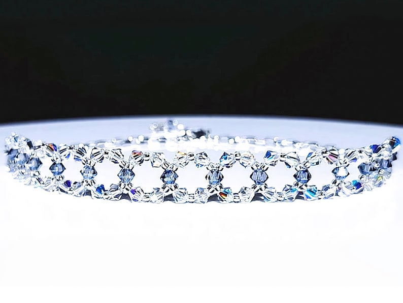 AB Crystal Choker Necklace, Unique Sparkling Beaded Crystal Choker, Clear AB Aurora Borealis Necklace, Elegant Iridescent Crystal Necklace bild 1