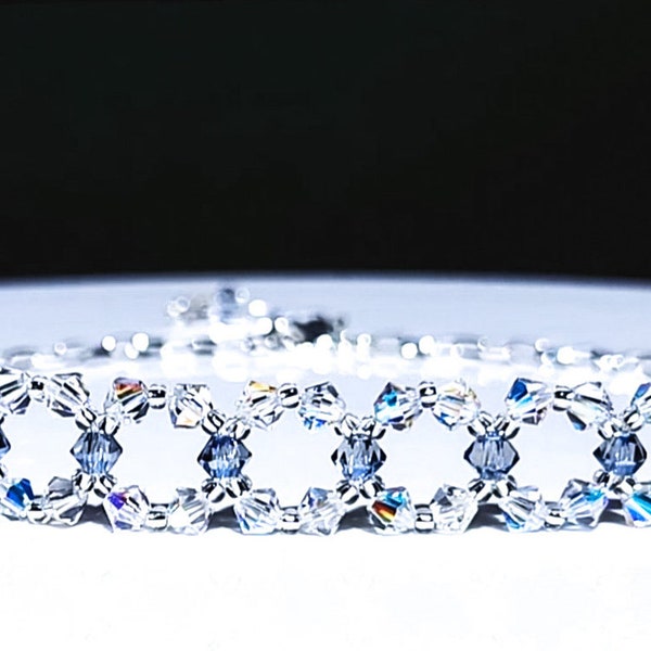 Crystal Choker Necklace/ Unique Sparkling Iridescent AB Crystal Choker/ Beaded Crystal Necklace/ Elegant Clear Aurora Borealis Necklace