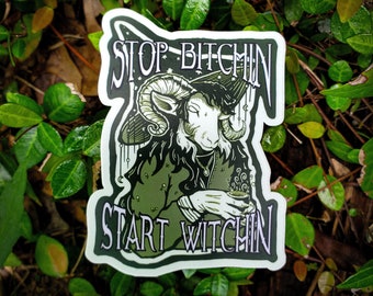 STICKER, Witch sticker, Goat witch sticker, Hydroflask sticker, Waterproof Vinyl Sticker