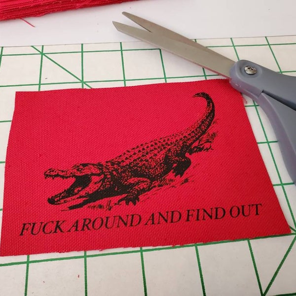 Alligator Fuck around and find out Canvas patch, Punk Accessories, Vest patch, Canvas patch, Punk patch, Jacket patch