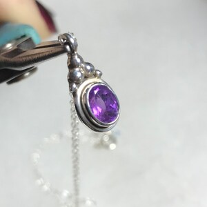 Amethyst In Antiqued Sterling Silver Setting Februarys Birthstone Natural Amethyst Pendant On Sterling Silver Chain