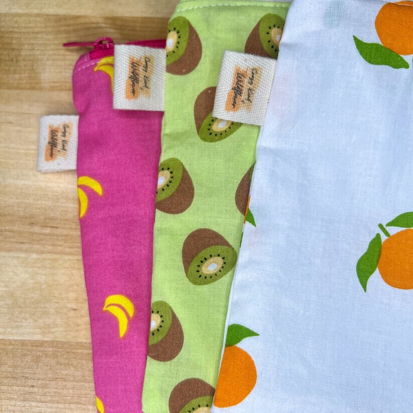 Reusable snack bags, reusable sandwich bag, kids snack bags, kiwi snack bag, fruit snack bag, washable snack bag