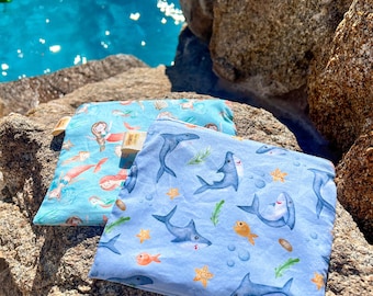 Reusable snack bags, reusable sandwich bag, kids snack bags, mermaid snack bag, shark snack bag, washable snack bag