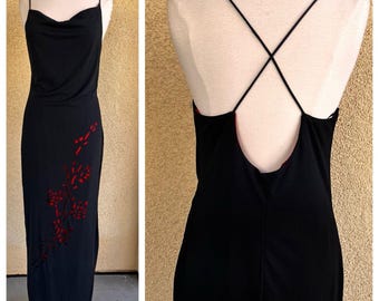 DE-LARU by Sheila Yen Y2K Long Prom Formal Dress size 11/12 Black & Red Goth