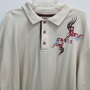 Vintage Coogi XXXL Men&#39;s Polo shirt embroidery front & back casual ivory