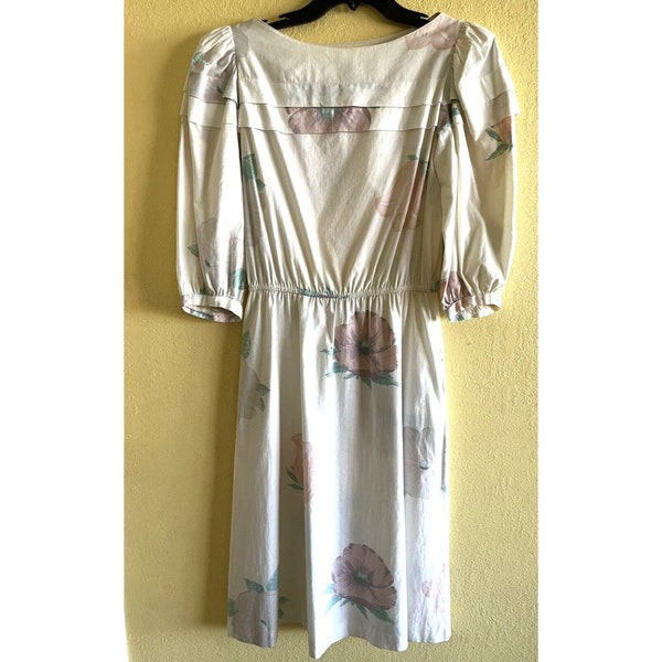 Carol Anderson 1980's Vintage modest dress prim proper floral cotton size Medium pastel colors