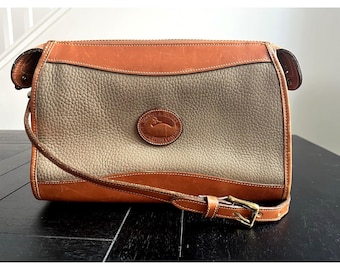Vintage Dooney & Bourke Handbag Taupe All Weather Satchel Crossbody 1980