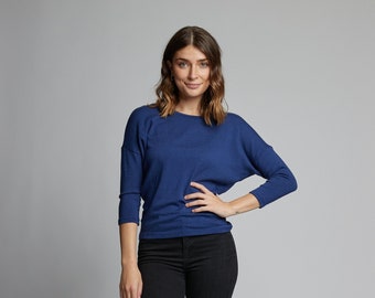 Dolman Sleeves Top / Dolman Top / Long Sleeve Top / Blue Dolman Top /  Gift for Her / Mother's Day Gift / Sweater Top / Made in USA