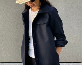 Merino Wool Shirt Jacket / Long Sleeves Wool Jacket / Women's Shirt Jacket / Mother's Day Gift Ideas / Gift for Her / Versatile Shirt Jacket