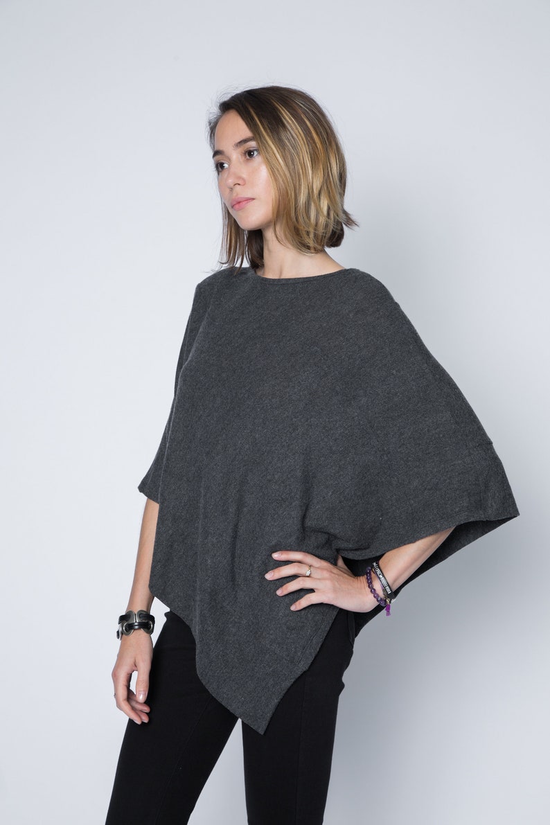 Poncho Shawl / Poncho Long / Gift Ideas for Her / Dressy Poncho / Poncho Wrap / Gift for Her / Poncho Sweater / Black Poncho / Made in USA image 6