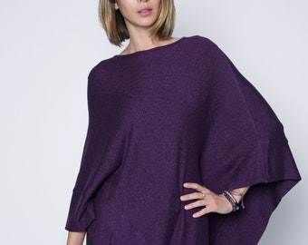 Poncho Sweater / Poncho Women / Mother's Day Gift Ideas for Her / Women Poncho / Poncho Wrap / Gifts For Her / Purple Poncho / Made in USA