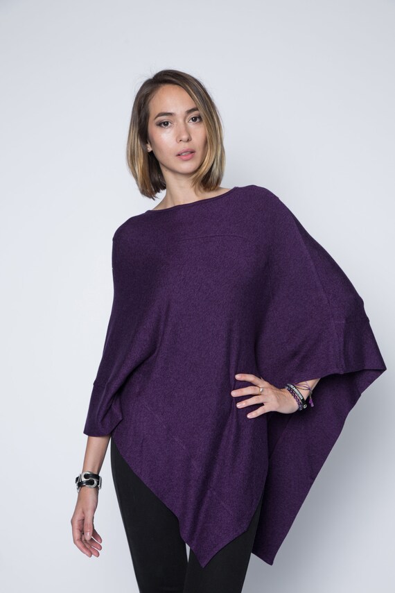Poncho Sweater Poncho Women Mother s Day Gift Ideas for Her Women Poncho Poncho Wrap Gifts for Her Purple Poncho Made in USA Etsy