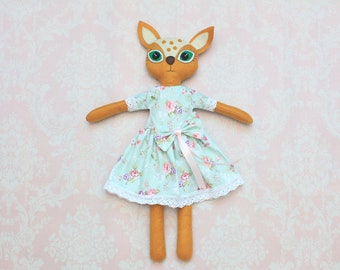 Deer Plush rag doll collectable doll Cloth doll stuffed fawn Art doll primitive woodland softie fawn doll plush fawn OOAK dolls