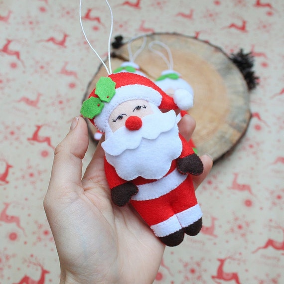 Christmas Ornament Santa Claus Plush Santa Ornament Tree Etsy