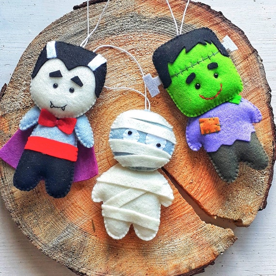 Felt Halloween Ornaments Frankenstein Ornament Halloween Etsy