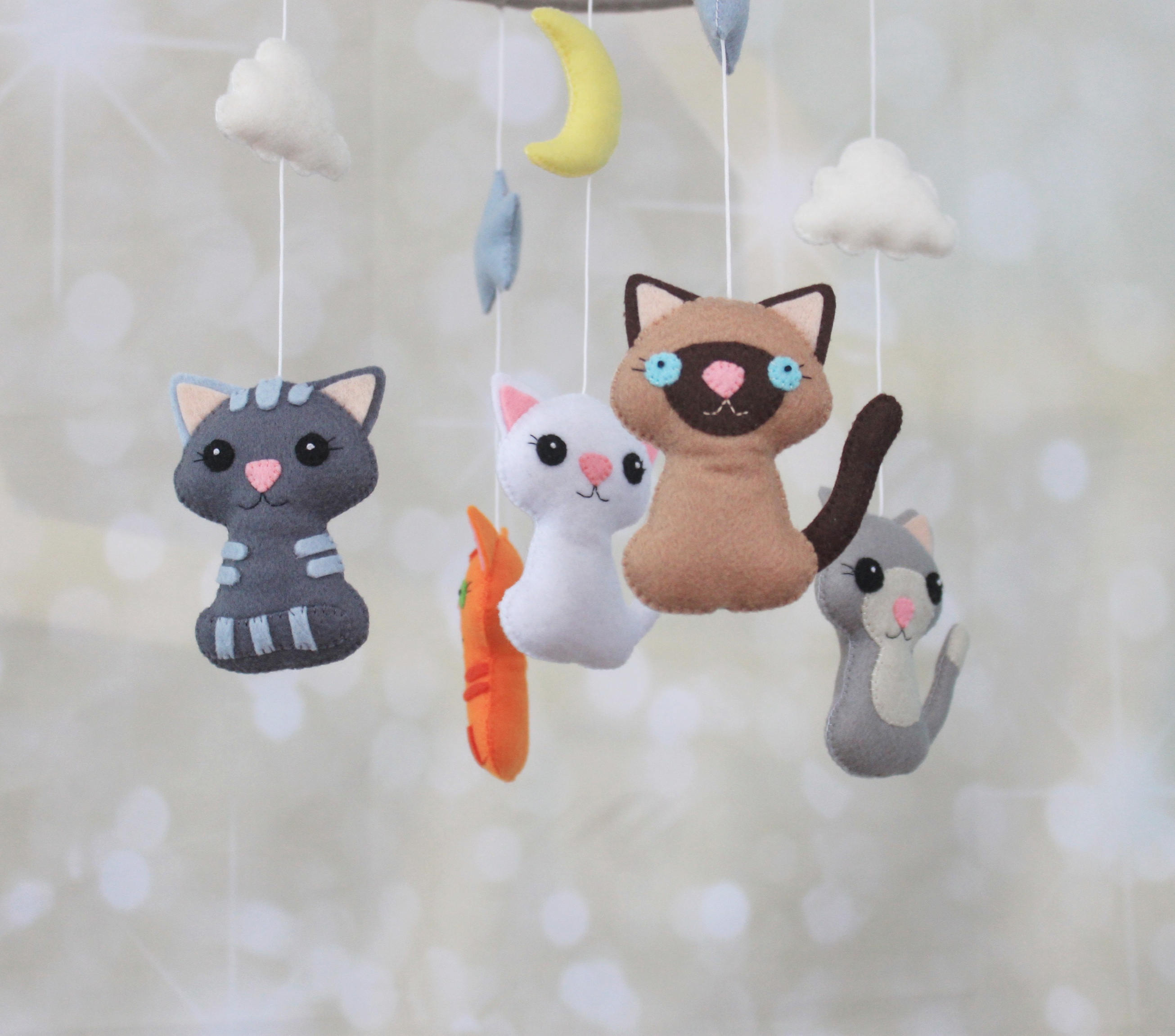 Baby mobile Cat mobile Crib mobile Nursery mobile Kitten Etsy