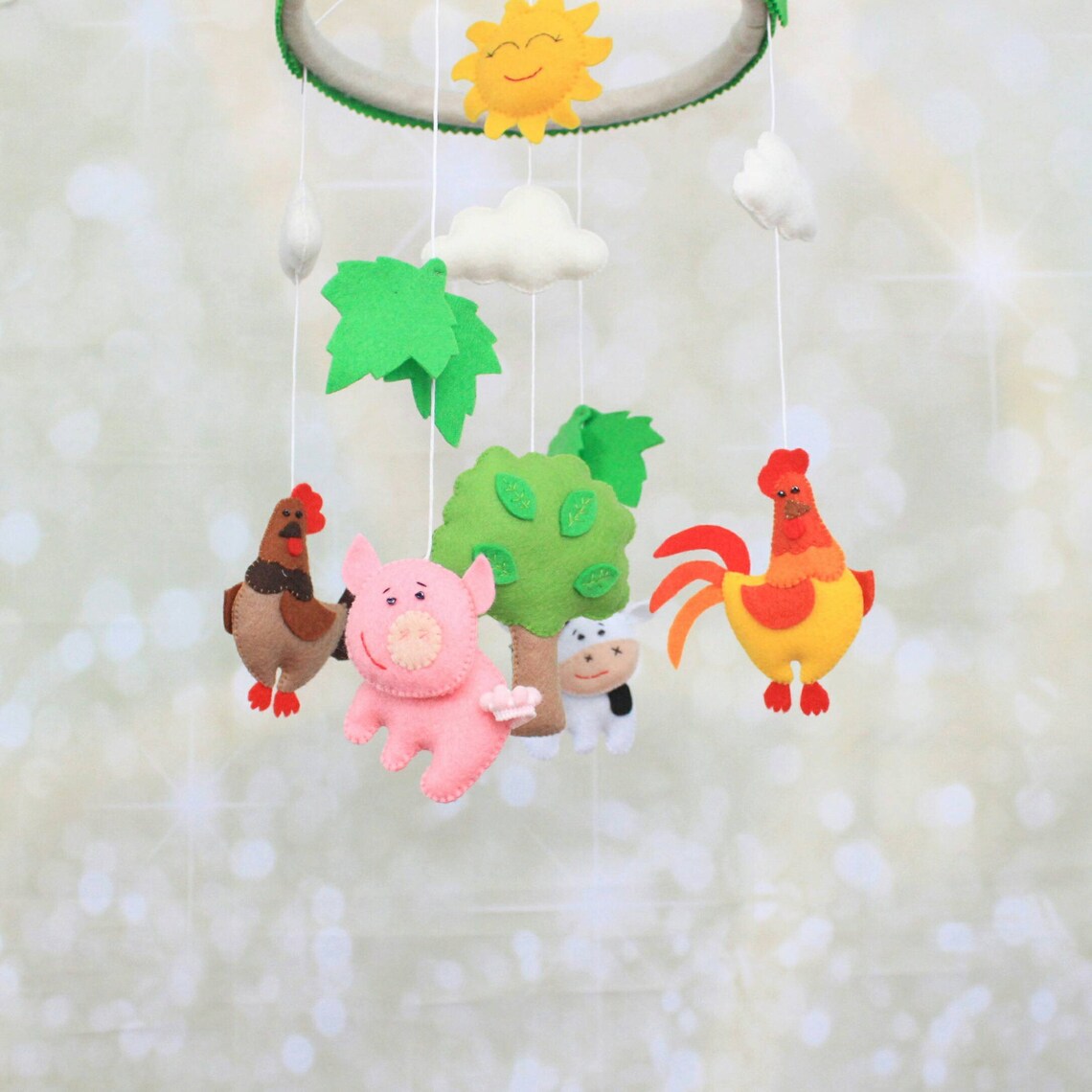 Baby mobile Farm mobile Felt crib mobile Barnyard animals Etsy