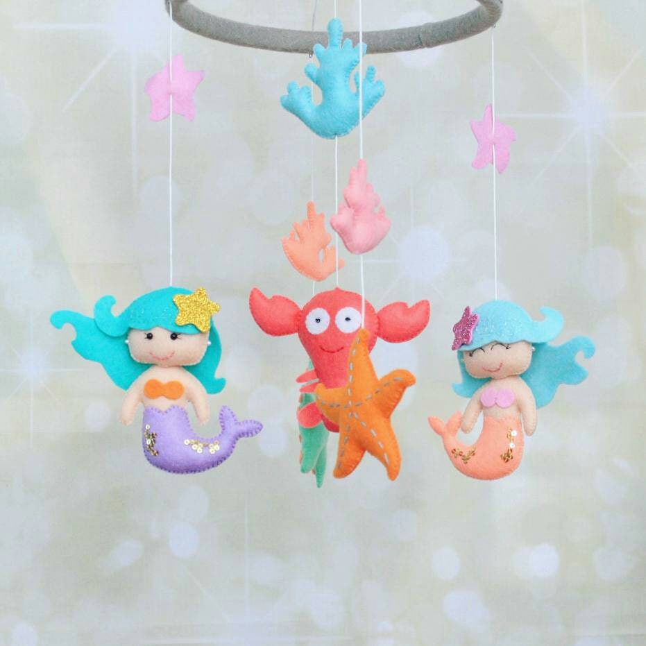 Mermaid baby mobile crib Under the sea decoration Ocean Etsy