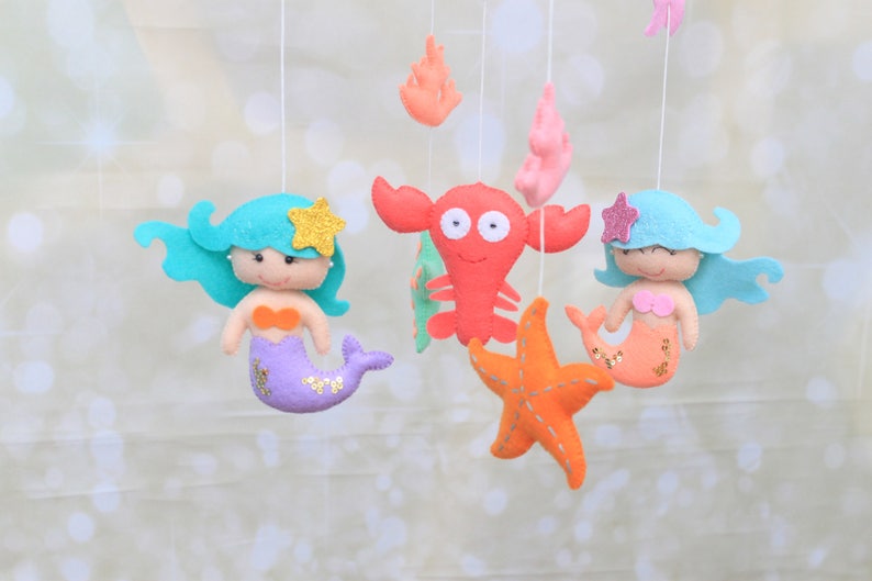 Mermaid baby mobile crib Under the sea decoration Ocean Etsy