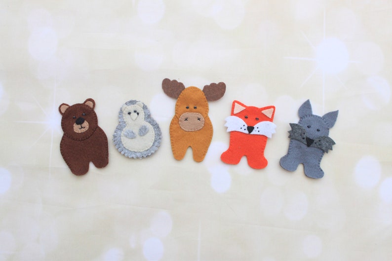 Felt finger puppets Woodland animals puppets Forest puppets Etsy