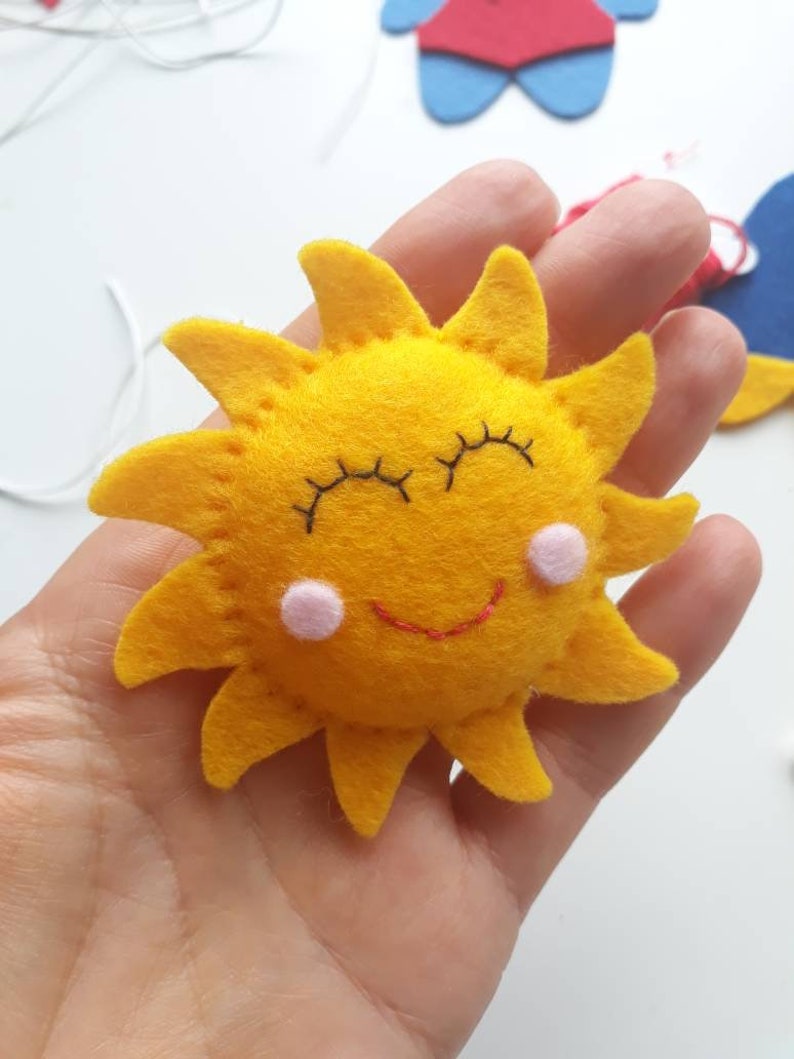 Felt sun ornament weather plushie sun plush solaire | Etsy