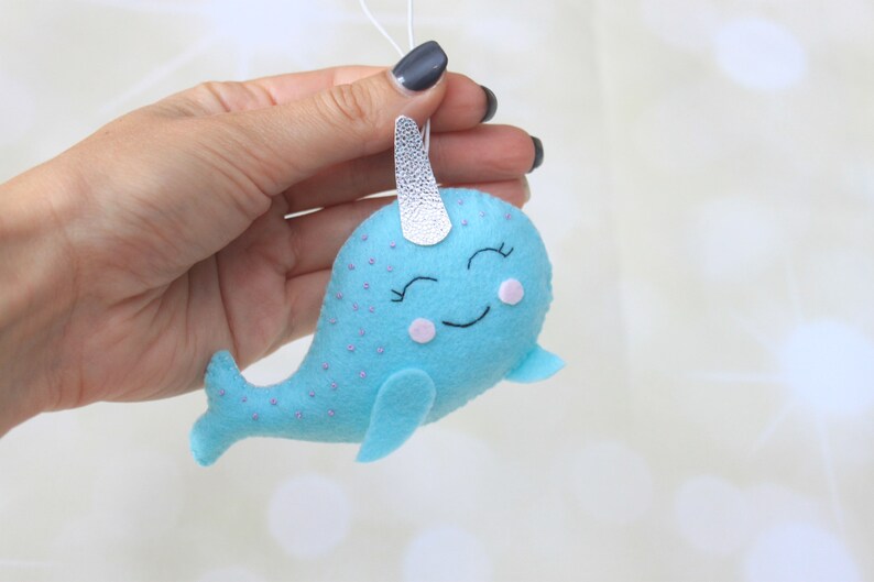 Felt Narwhal ornament Christmas decoration Stuffed Narwhal Etsy