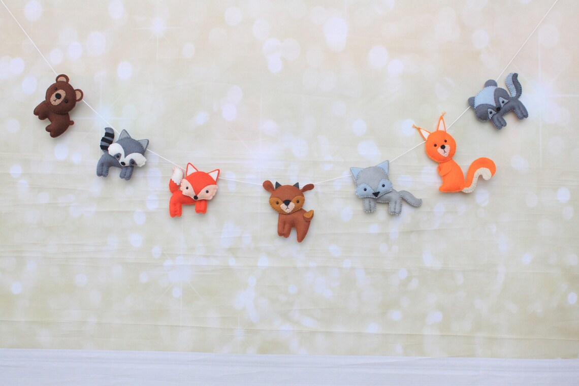 Woodland Animals garland wall hanging felt garland Forest Etsy