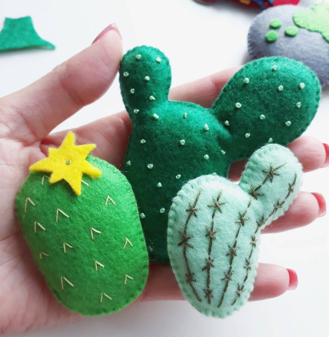 Felt cactus ornament felt succulent stuffed Cactus Faux Etsy