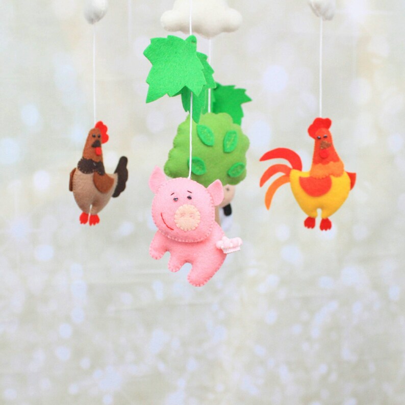 Baby mobile Farm mobile Felt crib mobile Barnyard animals Etsy