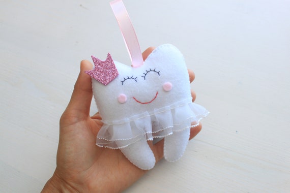 girls tooth pillow Tooth Keeper Stuffed Plush Hanging Tooth Fairy Pillow With