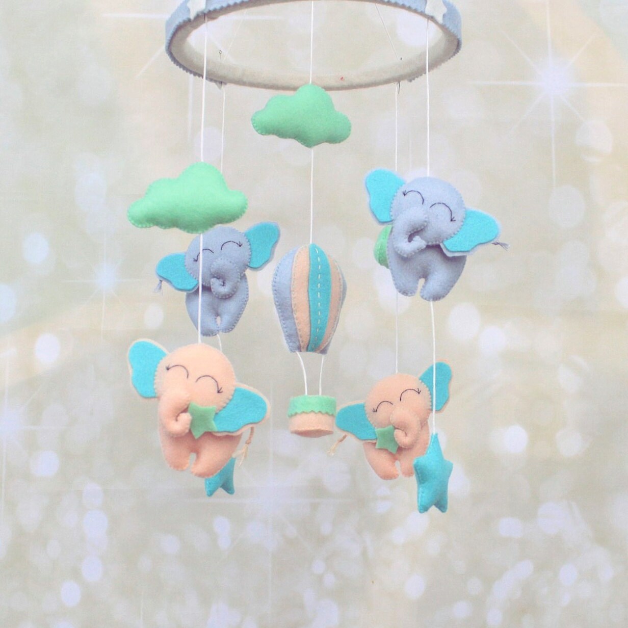 Elephant mobile crib mobile Baby boy mobile neutral mobile Etsy