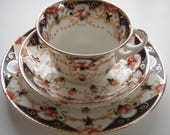 English China Imari Pattern Teacup, Saucer and Plate Trio