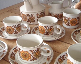 Vintage English Tea Set Midwinter Stonehenge 1970's Stoneware