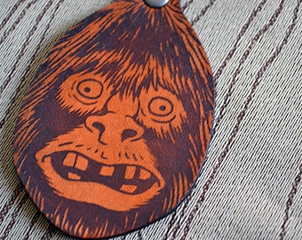 Woolybooger Bigfoot key fob. Leather Keychain - Cryptid, Yeti, Sasquatch