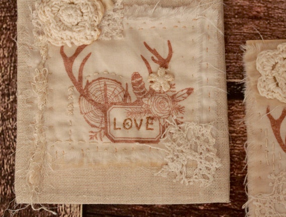 Shabby chic love card blank greeting card in linen envelope Bon Voyage 4th anniversary greeting card boho-chic romantic anniversary gift