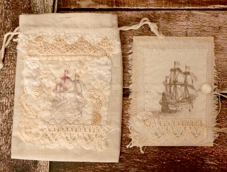 Shabby chic love card blank greeting card in linen envelope Bon Voyage 4th anniversary greeting card boho-chic romantic anniversary gift