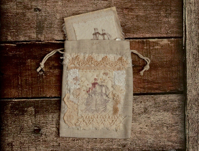 Shabby chic love card blank greeting card in linen envelope Bon Voyage 4th anniversary greeting card boho-chic romantic anniversary gift