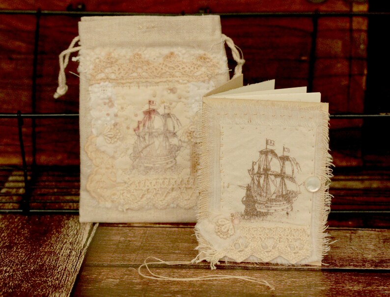 Shabby chic love card blank greeting card in linen envelope Bon Voyage 4th anniversary greeting card boho-chic romantic anniversary gift