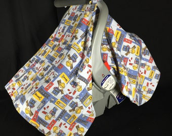 Infant Car Seat Canopy Cover / Reversible Baby Car Seat Cover / Baby Shower Gift / Handmade USA