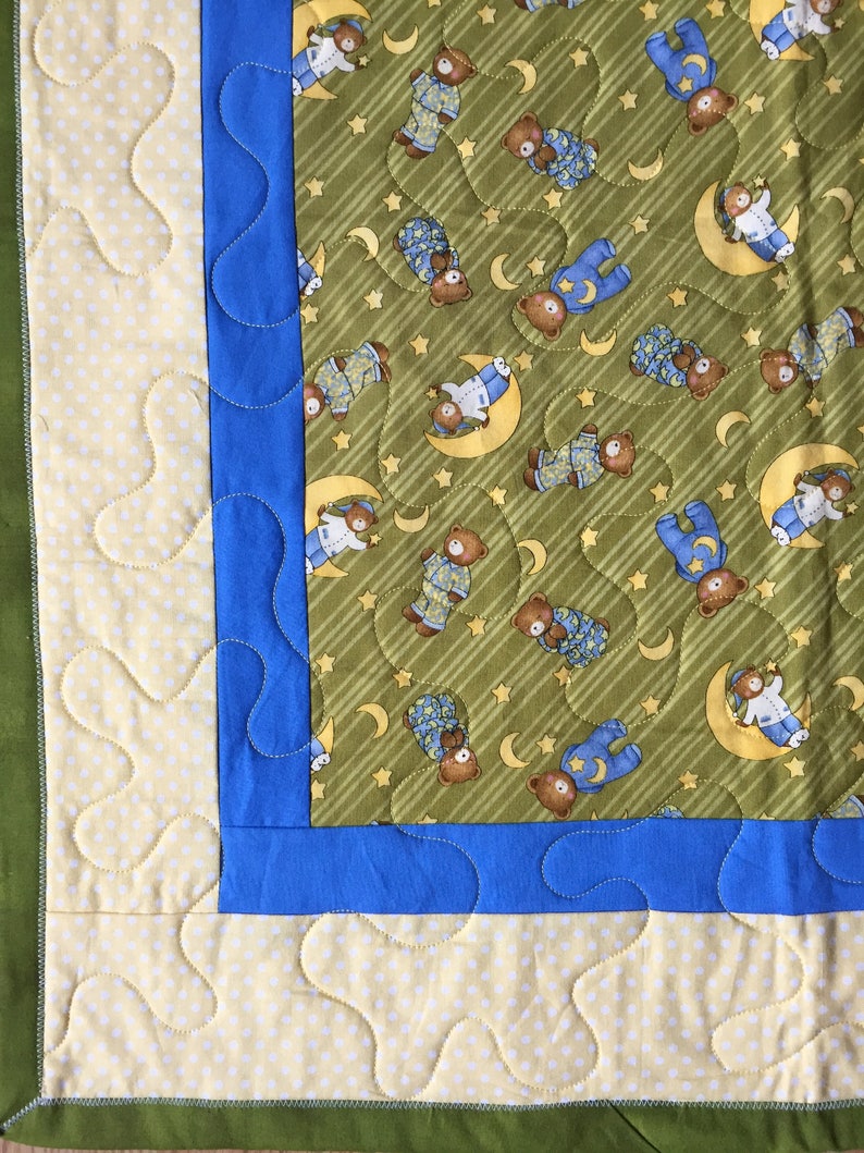 Tummy Time Play Quilt, Teddy Bears in Pajamas image 2