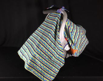 Infant Car Seat Canopy Cover / Reversible Baby Car Seat Cover / Baby Shower Gift / Handmade USA