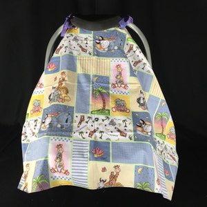 Reversible Kindersitz Canopy - Bazooples Zootiere im Schlafanzug / lila mit Sternen