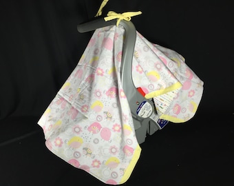 Infant Car Seat Canopy Cover / Reversible Baby Car Seat Cover / Baby Shower Gift / Handmade USA