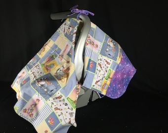 Infant Car Seat Canopy Cover | Reversible Baby Car Seat Cover | Baby Shower Gift | Handmade USA