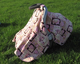Infant Car Seat Canopy Cover / Reversible Baby Car Seat Cover / Baby Shower Gift / Handmade USA