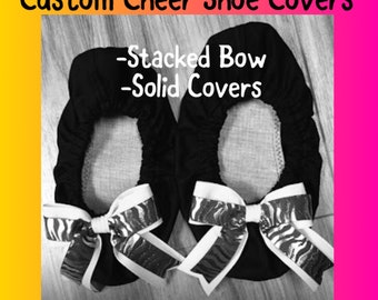 Custom made Cheer Shoe Covers - Stacked Bow - Solid Covers